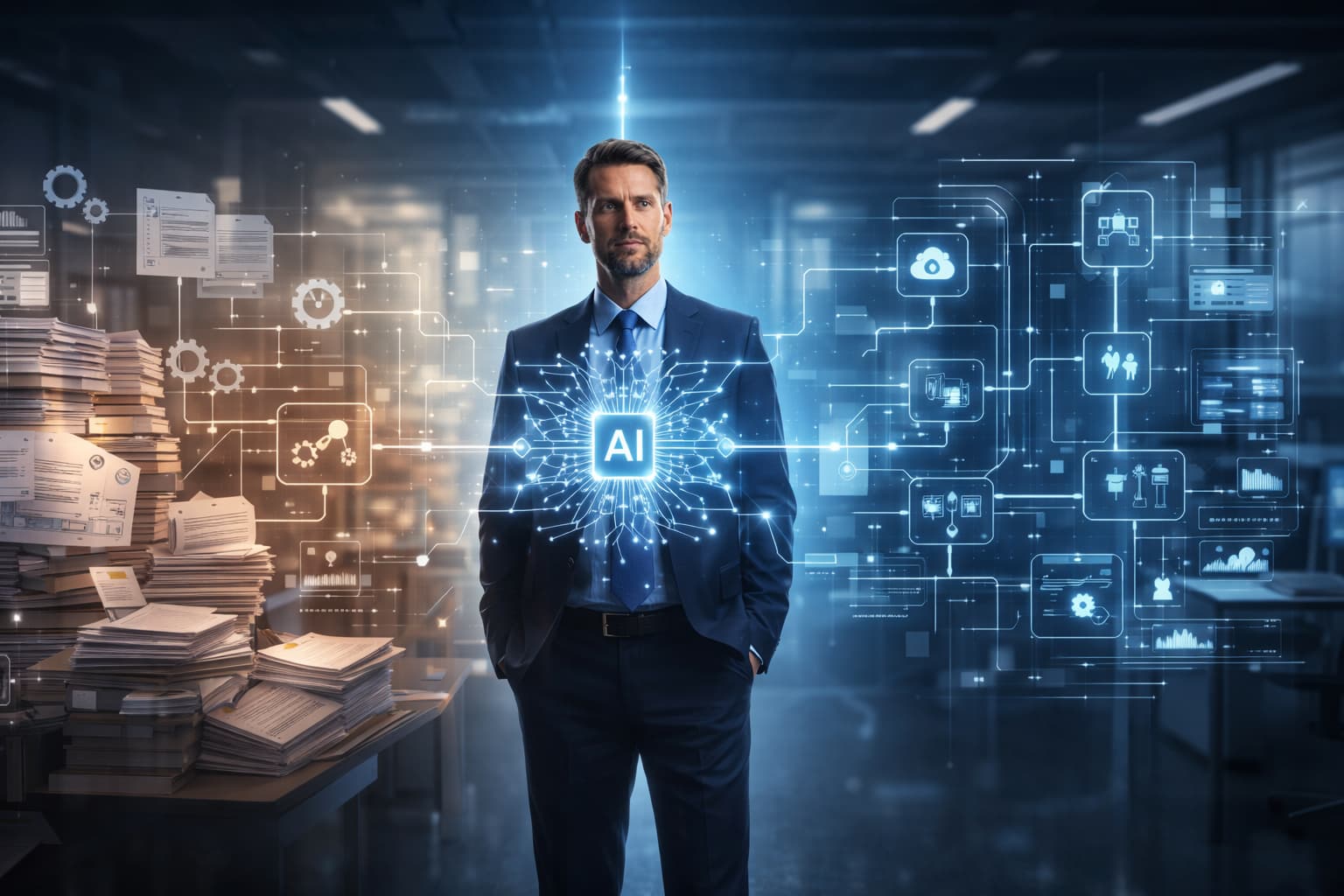 Inteligencia artificial aplicada a procesos empresariales con agente digital y sistemas conectados